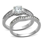 Jewellery Kingdom Engagement Wedding Stainless Steel 1.4 Carat Cubic Zirconia Ring Set (Silver) - Jewelry Rings - British D'sire