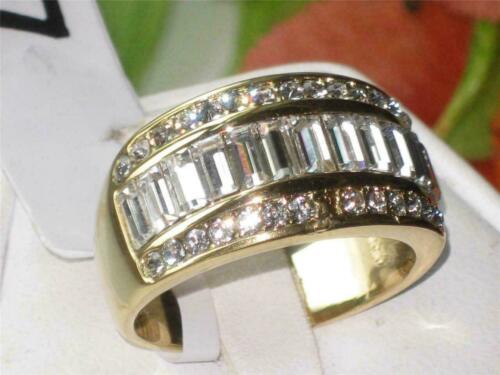 Jewellery Kingdom Eternity Cubic Zirconia Baguettes 18KT Steel Ladies Band Ring (Gold) - Jewelry Rings - British D'sire