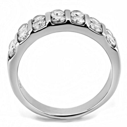 Jewellery Kingdom Eternity Double Cubic Zirconias Stainless Steel Ladies Band Ring (Silver) - Jewelry Rings - British D'sire