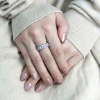 Jewellery Kingdom Eternity Double Cubic Zirconias Stainless Steel Ladies Band Ring (Silver) - Jewelry Rings - British D'sire