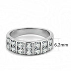 Jewellery Kingdom Eternity Double Cubic Zirconias Stainless Steel Ladies Band Ring (Silver) - Jewelry Rings - British D'sire