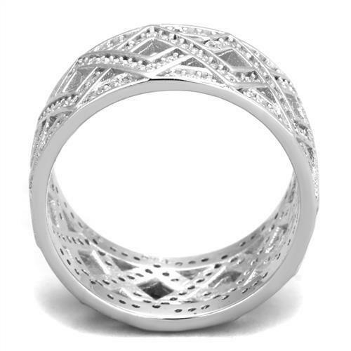Jewellery Kingdom Eternity Ladies 10mm Full Sterling Pave Mirco Cz Sparkling Ring (Silver) - Jewelry Rings - British D'sire Main image