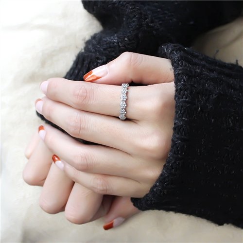 Jewellery Kingdom Eternity Pretty Stainless Steel Ladies Band Ring (Silver) Secondary image