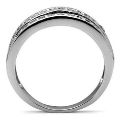 Jewellery Kingdom Eternity Square Cubic Zirconia Jet Stainless Steel Ladies Band Ring (Silver &Black) - Jewelry Rings - British D'sire