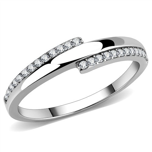 Jewellery Kingdom Eternity Stainless Steel Pretty Elegant Ladies Cubic Zirconia Band Ring (Silver) - Rings - British D'sire Main image