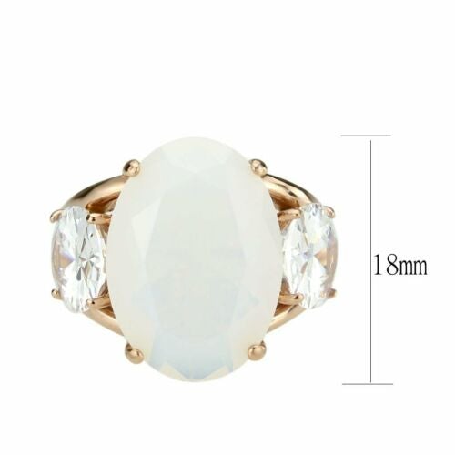 Jewellery Kingdom Fire Opal Cubic Zirconia Cocktail Ladies Three Stone Ring (Rose Gold) - Rings - British D'sire