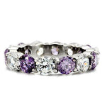 Jewellery Kingdom Full Amethyst Eternity Band Simulated Diamonds Stainless Steel 4mm Ring (Silver) - Jewelry Rings - British D'sire