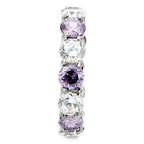 Jewellery Kingdom Full Amethyst Eternity Band Simulated Diamonds Stainless Steel 4mm Ring (Silver) - Jewelry Rings - British D'sire