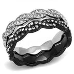 Jewellery Kingdom Full Eternity 7mm Stainless Steel Ladies Stacking Rings Set (Black) - Rings - British D'sire