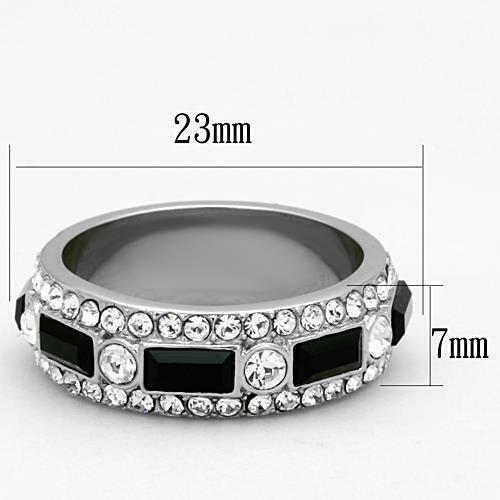 Jewellery Kingdom Full Eternity Band Black Emerald Cut Cz Stainless Steel Silver Pave Ring Secondary image