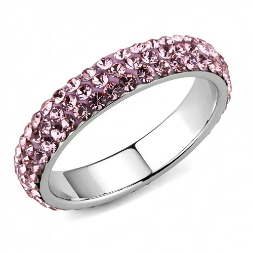Jewellery Kingdom Full Eternity Band Sapphire Stacking Stainless Steel Ring (Pink) - Jewelry Rings - British D'sire Main image