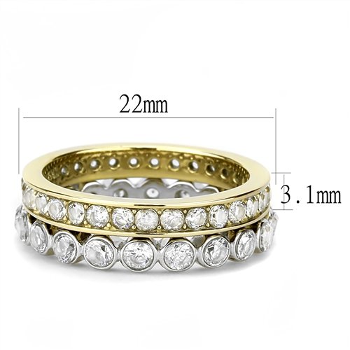 Jewellery Kingdom Full Eternity Bands Stacking Silver Two Tone Stainless Steel Rings (Gold) - Jewelry Rings - British D'sire