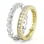Jewellery Kingdom Full Eternity Bands Stacking Silver Two Tone Stainless Steel Rings (Gold) - Jewelry Rings - British D'sire