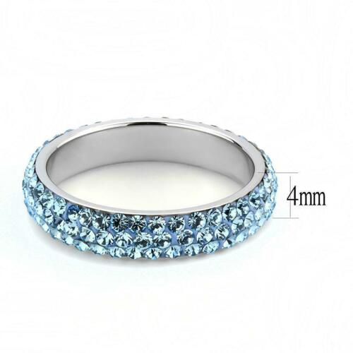 Jewellery Kingdom Full Eternity Cubic Zirconia Stainless Steel Stacking Topaz Band Ring (Blue) Secondary image