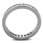 Jewellery Kingdom Full Eternity Princess Band Stainless Steel 3mm Stacking Ring (Silver) - Jewelry Rings - British D'sire