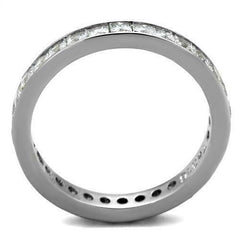 Jewellery Kingdom Full Eternity Princess Band Stainless Steel 3mm Stacking Ring (Silver) - Jewelry Rings - British D'sire