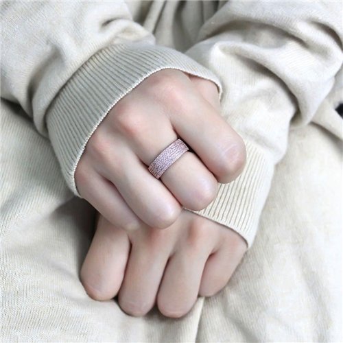 Jewellery Kingdom Full Eternity Sapphire Cubic Zirconia Ladies Ring (Gold & Pink) Secondary image