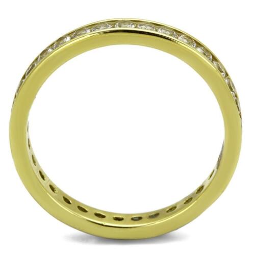 Jewellery Kingdom Full Eternity Steel 18kt Stacking Band Pave Wedding Ladies Gold Ring - Jewelry Rings - British D'sire