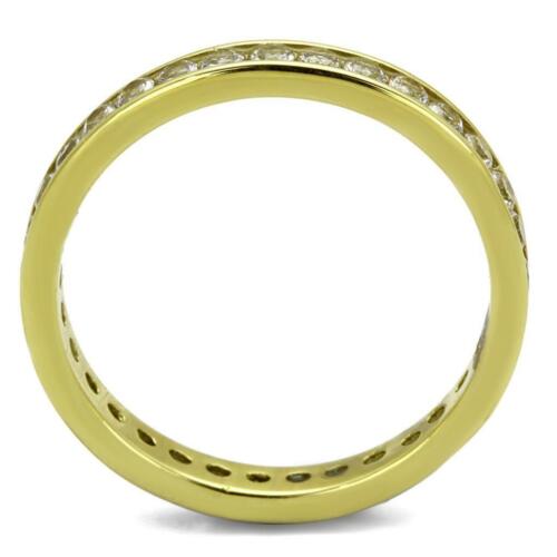 Jewellery Kingdom Full Eternity Steel 18kt Stacking Band Pave Wedding Ladies Gold Ring Secondary image