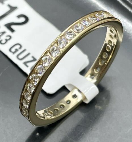 Jewellery Kingdom Full Eternity Steel 18kt Stacking Band Pave Wedding Ladies Gold Ring - Jewelry Rings - British D'sire