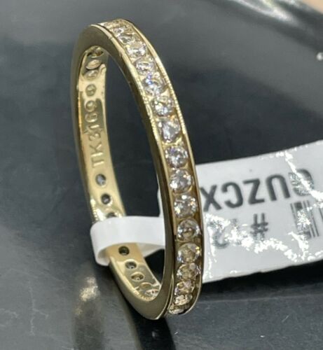 Jewellery Kingdom Full Eternity Steel 18kt Stacking Band Pave Wedding Ladies Gold Ring - Jewelry Rings - British D'sire