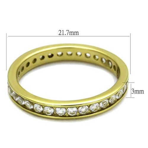 Jewellery Kingdom Full Eternity Steel 18kt Stacking Band Pave Wedding Ladies Gold Ring - Jewelry Rings - British D'sire