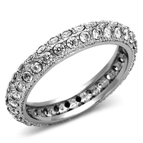 Jewellery Kingdom Full Eternity Wedding Band Stainless Steel 4mm Ring (Silver) - Jewelry Rings - British D'sire Main image