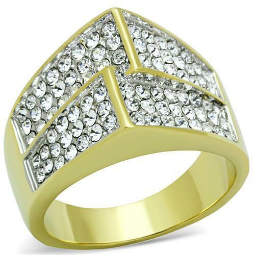Jewellery Kingdom Gold Cocktail Cubic Zirconia Steel 18kt Pave Ring - Jewelry Rings - British D'sire Main image
