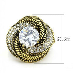 Jewellery Kingdom Gold Cocktail Solitare Accent Cz Ladies Swirl Statement Steel Ring - Jewelry Rings - British D'sire