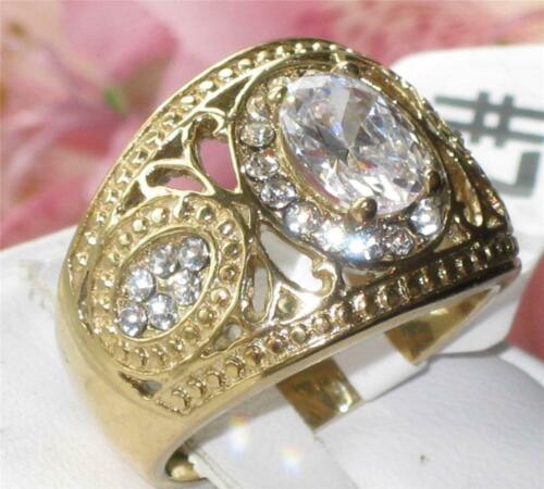 Jewellery Kingdom Gold Dome Ring Oval 3 Carat Ladies Cz Steel 18kt Cubic Zirconia Cocktail Ring Secondary image