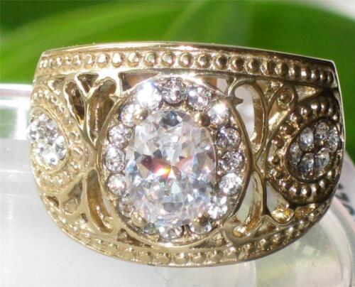 Jewellery Kingdom Gold Dome Ring Oval 3 Carat Ladies Cz Steel 18kt Cubic Zirconia Cocktail Ring - Jewelry Rings - British D'sire Main image