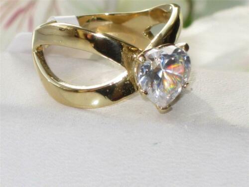 Jewellery Kingdom Gold Heart Ring Cz Solitaire 18kt Steel 2 Carat Ladies Crossover Clear Secondary image