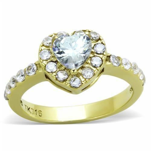 Jewellery Kingdom 11 CT Cubic Zirconia 8kt Steel Gold Ladies Heart Ring Secondary image
