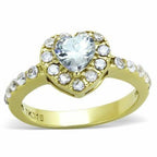 Jewellery Kingdom Gold Heart Ring Ladies 1ct Cz Cubic Zirconia 18kt Steel - Jewelry Rings - British D'sire