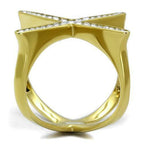 Jewellery Kingdom Gold Ladies Band Princess Cut Cubic Zirconia Cocktail Glamorous Steel Ring - Jewelry Rings - British D'sire