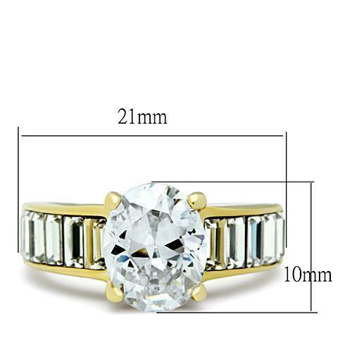 Jewellery Kingdom Gold Oval Ladies Cz Baguettes Engagement 18kt 3 Carat Steel Clear Ring Secondary image