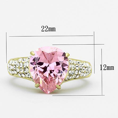 Jewellery Kingdom Gold Sapphire Ladies 3K Simulated Diamonds Steel Pear Ring (Pink) Secondary image