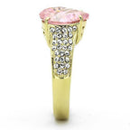 Jewellery Kingdom Gold Pink Sapphire Ladies 3ct Simulated Diamonds 18kt Steel Pear Ring - Jewelry Rings - British D'sire