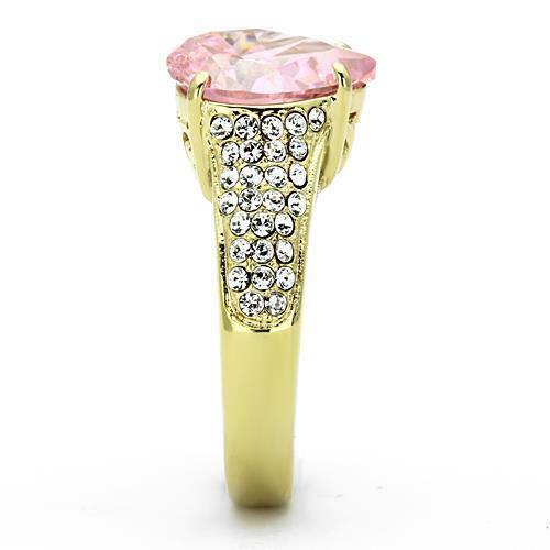 Jewellery Kingdom Gold Pink Sapphire Ladies 3ct Simulated Diamonds 18kt Steel Pear Ring - Jewelry Rings - British D'sire
