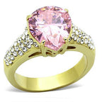 Jewellery Kingdom Gold Pink Sapphire Ladies 3ct Simulated Diamonds 18kt Steel Pear Ring - Jewelry Rings - British D'sire