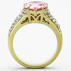 Jewellery Kingdom Gold Pink Sapphire Ladies 3ct Simulated Diamonds 18kt Steel Pear Ring - Jewelry Rings - British D'sire