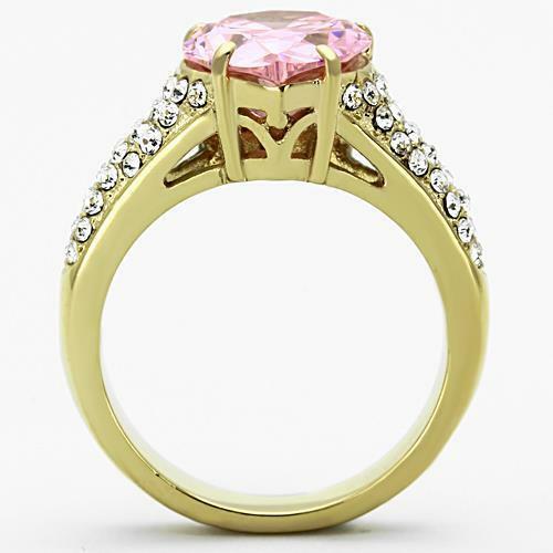 Jewellery Kingdom Gold Pink Sapphire Ladies 3ct Simulated Diamonds 18kt Steel Pear Ring - Jewelry Rings - British D'sire