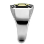 Jewellery Kingdom Gold Pinky Signet Black Epoxy Silver Stainless Steel Mens Cross Ring - Jewelry Rings - British D'sire