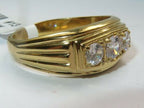 Jewellery Kingdom Gold Signet Ring Mens Pinky Three Stone 18kt Cubic Zirconia Cz - Jewelry Rings - British D'sire