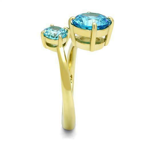 Jewellery Kingdom Gold Solitaires Stainless Steel 18kt Dress Ladies Ring (Blue Topaz) - Jewelry Rings - British D'sire