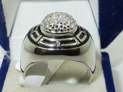 Jewellery Kingdom Greek Key Cz Sterling Silver Stamped Cubic Zirconia Pave Ring - Jewelry Rings - British D'sire
