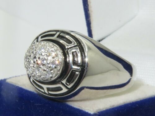 Jewellery Kingdom Greek Key Cz Sterling Silver Stamped Cubic Zirconia Pave Ring - Jewelry Rings - British D'sire