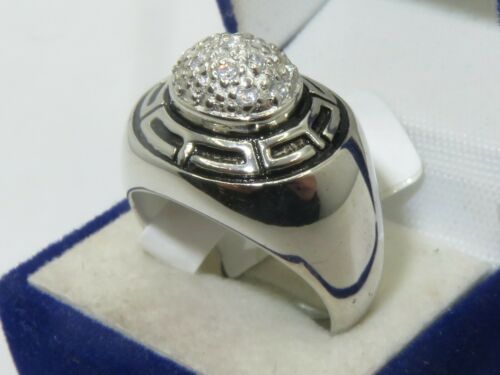 Jewellery Kingdom Greek Key Cz Sterling Silver Stamped Cubic Zirconia Pave Ring - Jewelry Rings - British D'sire
