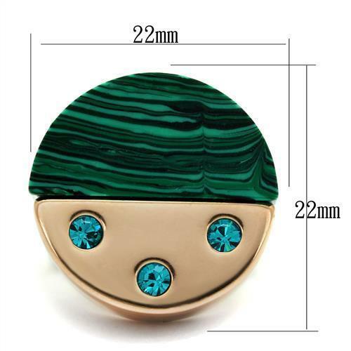 Jewellery Kingdom Green Rose Gold Steel Cocktail Unique Aquamarine Ladies Malachite Ring Secondary image