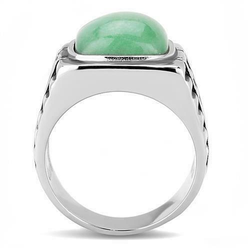 Jewellery Kingdom Green Signet Synthetic Cubic Zirconia Mens Emerald Ring (Silver) - Rings - British D'sire